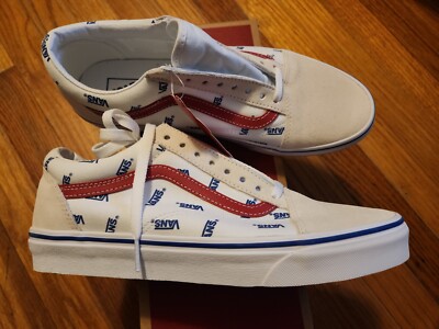 VANS OLD SKOOL SHOES TRUE WHITE RED BLUE NEW Size M 8 /W‎ 9.5 Sk8 Sneakers Vans | Old Skool Racing Red/True White Shoe main image 3