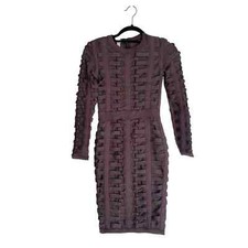 House of CB Lola Bodycon Bandage Long Sleeve Dress Charcoal Women's Size S NWT