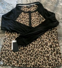  New DKNY Leopard Print PJ Top Medium Top Only