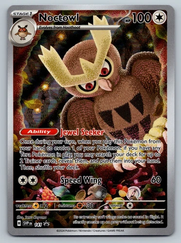 Pokemon Noctowl SVP 141 Stellar Crown Full Art Holo Black Star Promo NM