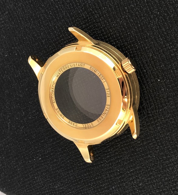 316L S.STEEL CASE FOR ETA 28242 2836 AUTOMATIC AVIATOR 5ATM SWISS GOLD