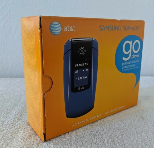 NEW Samsung SGH A167 Blue AT&T Cellular Flip GO Prepaid Phone w/ Original Box - Picture 3 of 6
