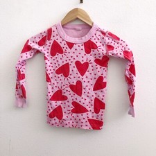 HANNA ANDERSSON Kids Long John Pajama Set In Organic Cotton Hearts Print Size 5