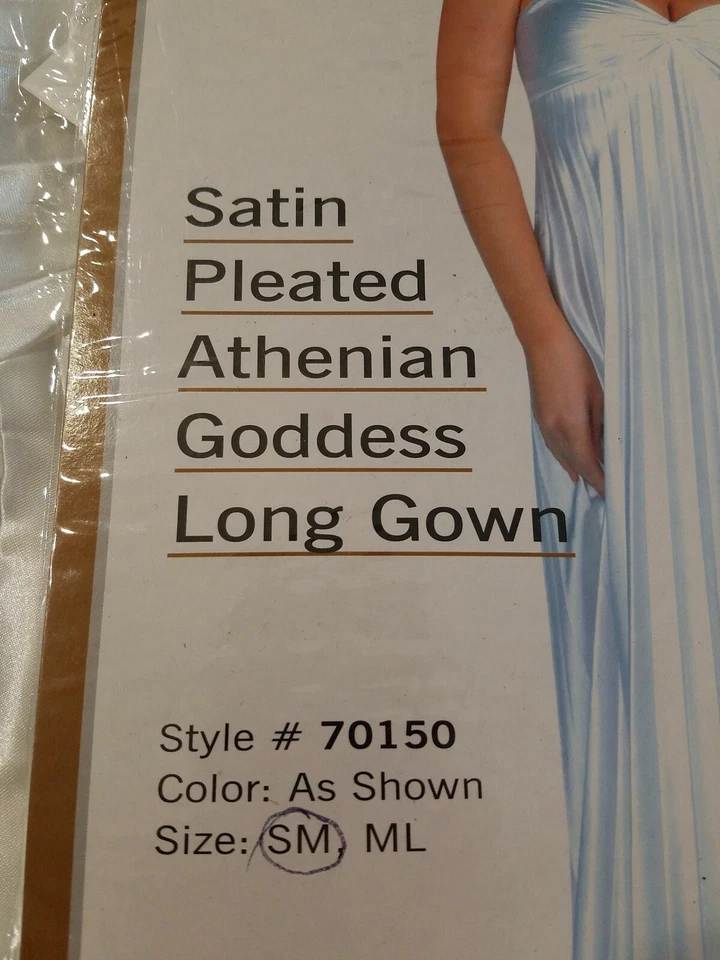 BB Adulto Diosa ateniense satinado plisado vestido largo disfraz de Halloween talla S/M Foto 2 de 3