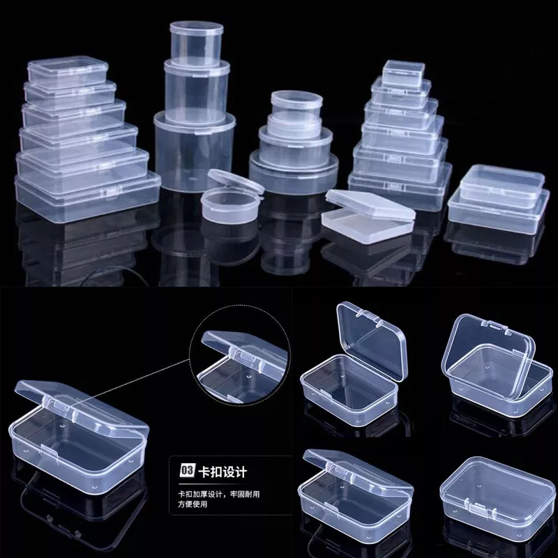 5 Pcs Clear Rectangle Small Storage Boxes with Lid Containers