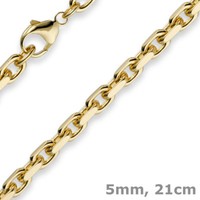 5Mm Armband Armkette Ankerkette Aus 750 Gold Gelbgold, 21Cm, Herren, Goldarmband