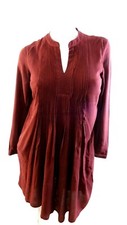 OLD NAVY WOMEN'S WINE RED PINTUCK CREPE TUNIC MINI DRESS SIZE PS