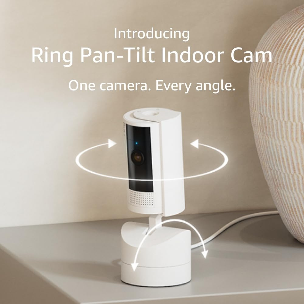 Indoor Security Camera Ring Pan-Tilt Indoor Cam See All Around