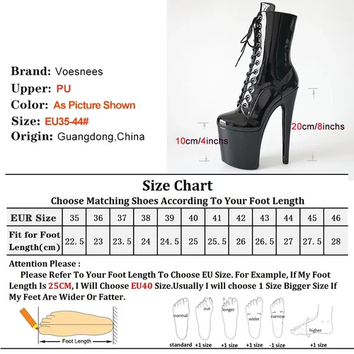 High Heel 20CM Ankle Boots Black 8inch Nightclub Boot Pole Dance Sexy Party Shoe - Picture 8 of 28