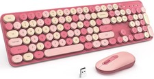 Colorful Wireless Keyboard  Mouse Combo Retro...