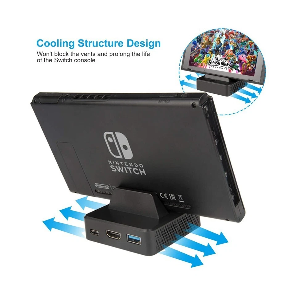 Docking Station for Nintendo Switch – USB-C Charging TV Adapter Dock Replacement - Image 3 of 4