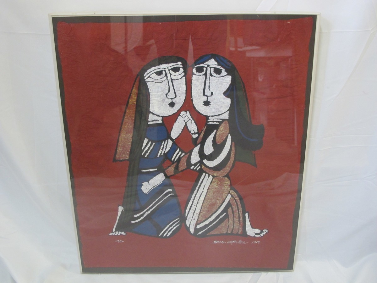 た*ぇ様 GW限定オークション第1弾！【MAATEE&SONS サイズ2】 SADAO WATANABE Japanese Signed Framed Katazome MARY Visiting