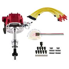 Performance HEI RED Ignition Distributor w/Cap & Rotor and Spark plug Wire set