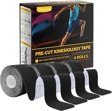 Dimora Kinesiology Tape, 80 Count Precut Strips 4 Rolls, Original Cotton, 10” El