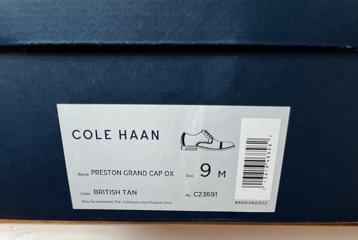 Cole Haan Preston Mens 9M Oxfords British Tan Leather Brogue Cap