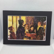 New Handmade 5x7 Matted  Christmas Caroling On A Snowman Night Free Ship 100