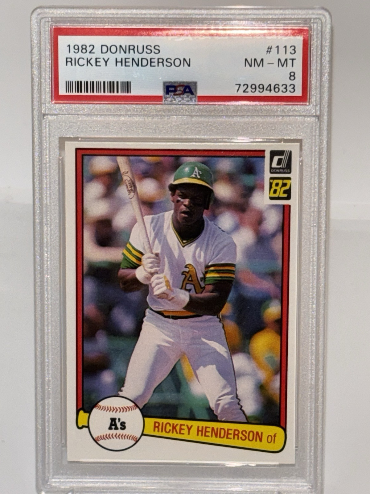 RICKEY HENDERSON 1982 Donruss #113 PSA 8 NM-MT - ATHLETICS