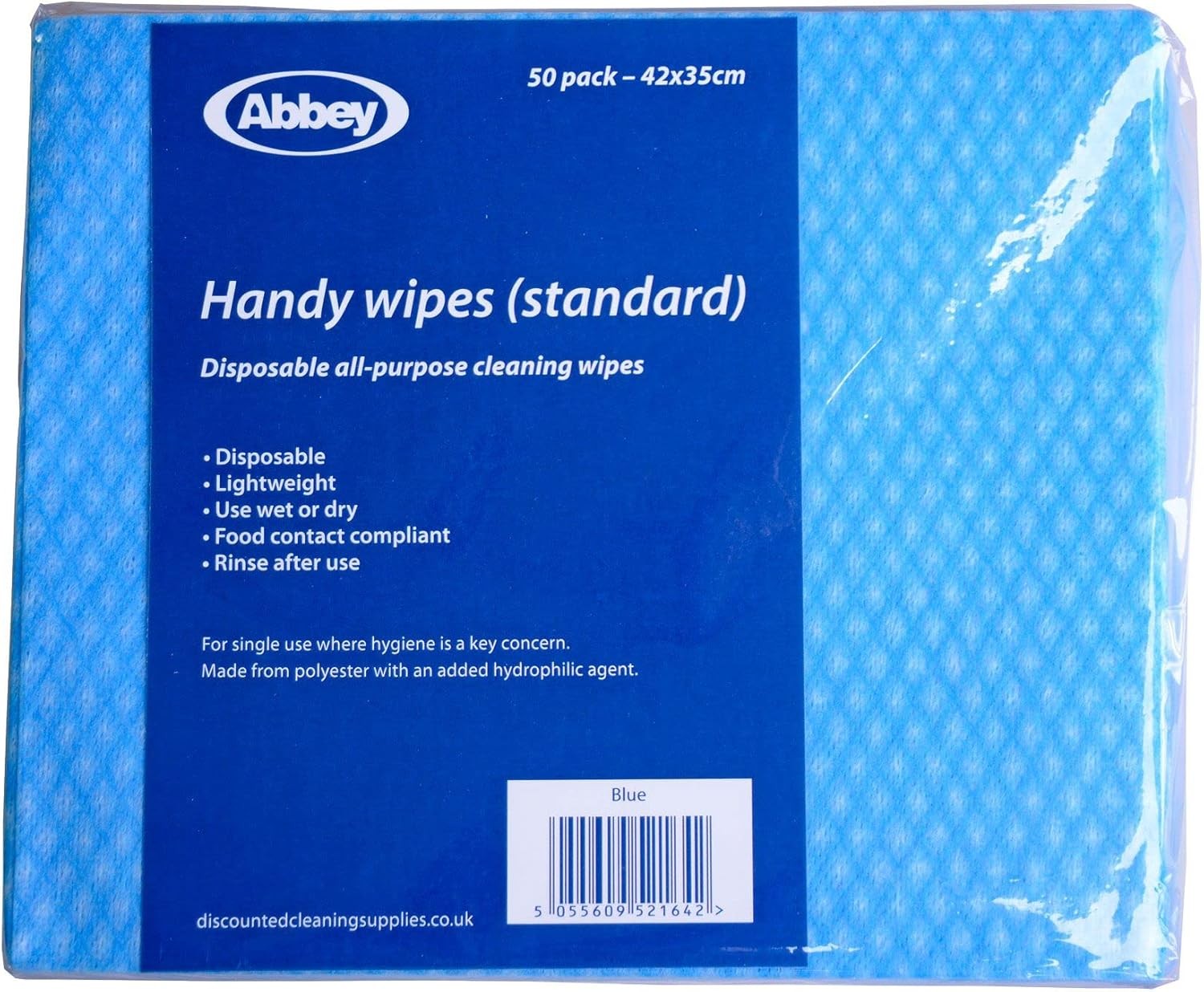 Abbey Pack of 50 Disposable J Cloths Non Woven Wipes – All Purpose Blue Clean