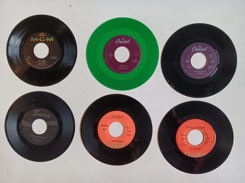 Lot of 6 Beatles 45 RPM Records. Capitol, MGM, Swan Records