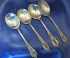 Wallace Rose Point Sterling Soup Spoons - 4 Pieces - No Monogram