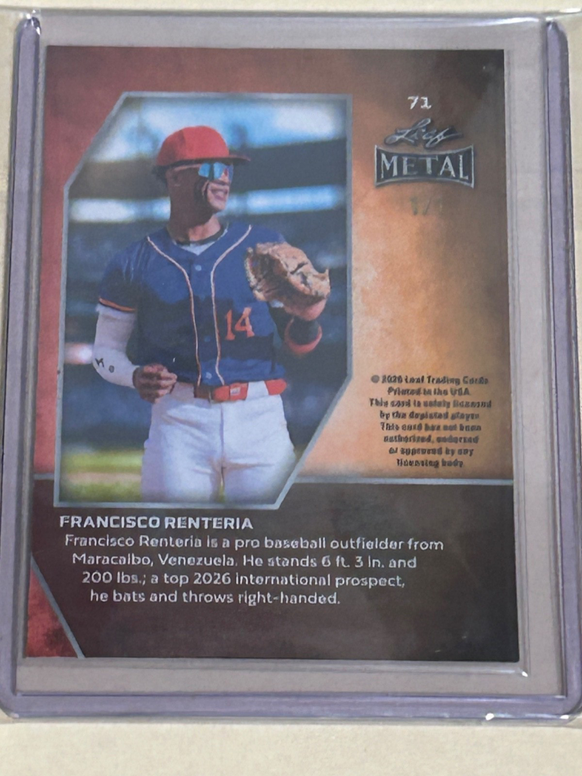#1/1 FRANCISCO RENTERIA 2026 LEAF METAL SUPER GOLD PRISMATIC VINYL CIRCLES 1/1 ! view 6