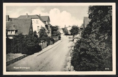 Regis-Breitingen, Ansichtskarte, Straßenpartie in den Ort hinein 
