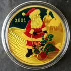 2001 Christmas 1oz Silver Enamelled Round in a Capsule