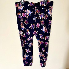 J. Jill Fit High-Rise Performance Leggings Navy Blue Hazy Blooms 2X Gym Workout