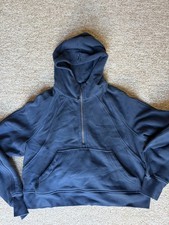 Lululemon Scuba Half Zip Oversized Hoodie In Blue Twill Dark Blue Size M/L