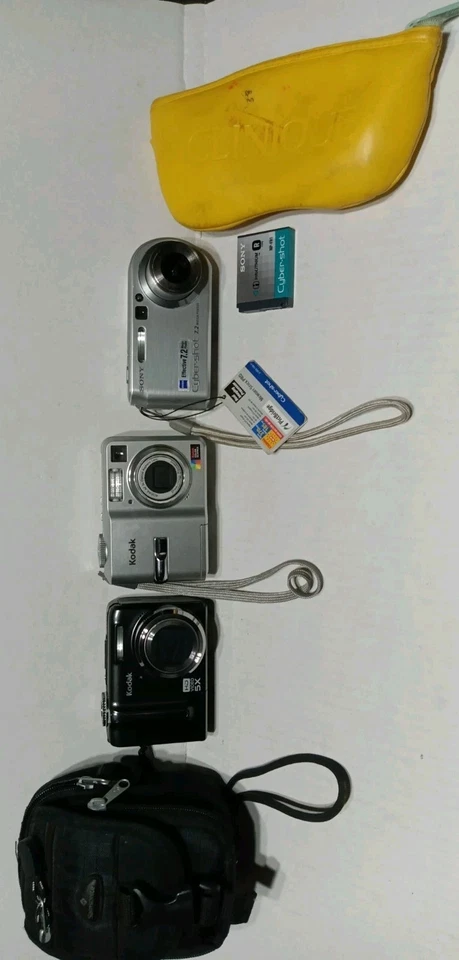 数码相机 3 件装:柯达 #Z1285 柯达 #C703 索尼 Cybershot #P200 仅零件 — 第 2/4 张图片