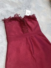 In the style wine red Bodycon Lace fitted Bardot off shoulder bandeau dress