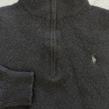 Polo Ralph Lauren Sweater Mens M Black Mock Neck 1/4 Zip Knit Pullover Logo