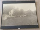 1900s Large Family Reunion Photo Farmhouse Bank Barn Bicycle Horse Mated bc — photo 1