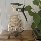 Vintage PYREX Glass Coffee Pot Carafe w/ Candle Warmer Stand & Candle Vessel