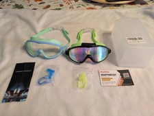 Rantizon Swim Goggles 2 Pack, Wide View Anti Fog UV Swimming Goggles for kids