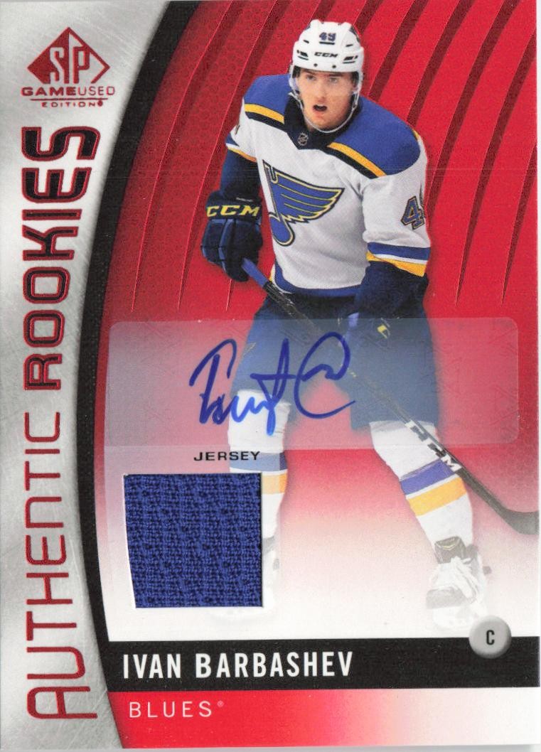 2017-18 SP Game Used #107 Ivan Barbashev Red Autographed Jerseys Blues