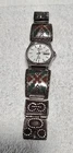 Vintage Seiko Quarts Watch w/ Silver Band & Inlaid Turquoise - Not Tested