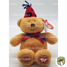 Ty Beanie Baby Fun the Bear with Red and Blue Party Hat Plush 2006