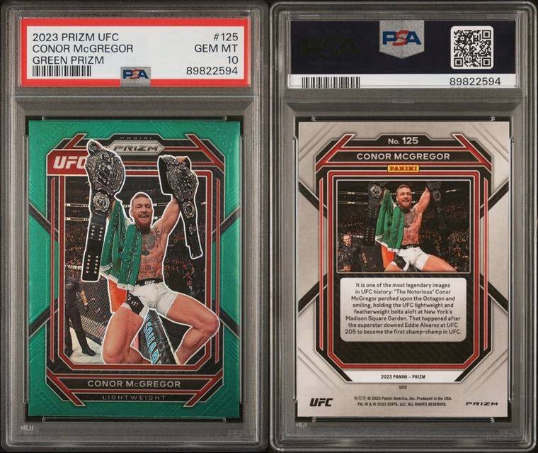 CONOR MCGREGOR GREEN PSA 10 2023 PRIZM UFC #125 view 3