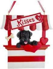 Kurt Adler Black Lab Retriever Dog Kissing Booth Christmas Tree Ornament - 4"