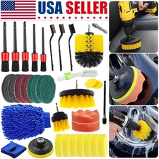 33Pcs Car Cleaning Kit Interior Exterior Auto Detailing Wash Drill Brush part US
