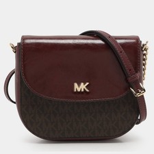 Borsa a tracolla Michael Kors marrone bordeaux rivestita in tela e pelle Mott