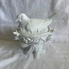 VTG Westmoreland 1940's Milk White Glass Bird on Nest Covered Candy/Nut Dish Ftd