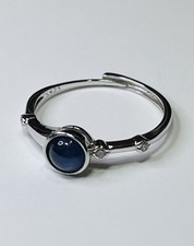 Cute 925 Sterling Silver Natural Cabochon Blue Sapphire Ring