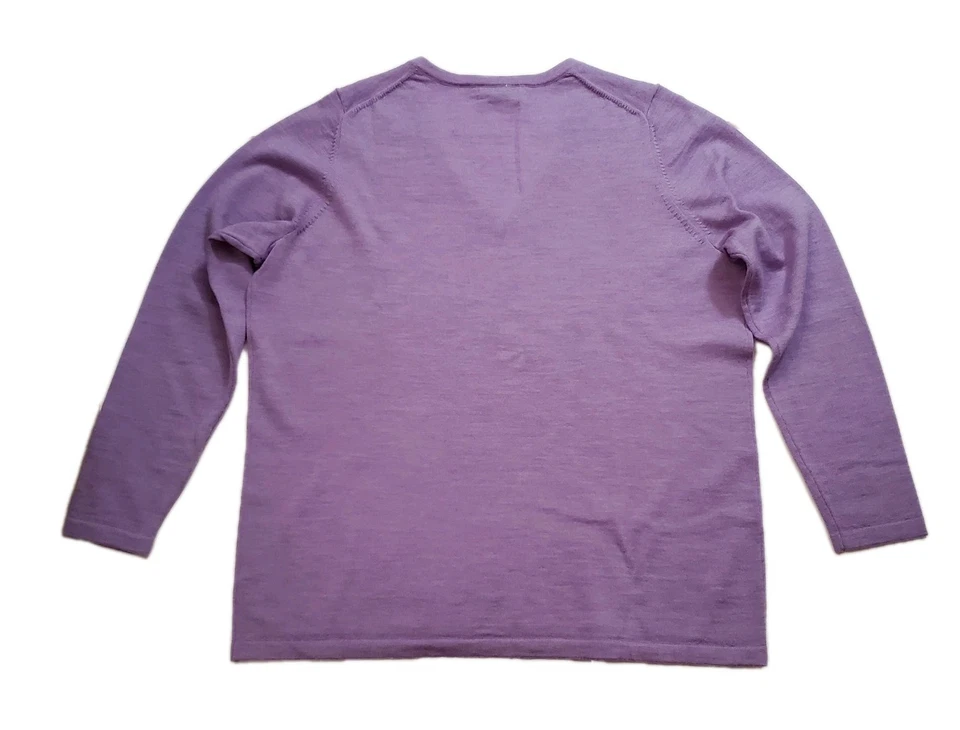 Suéter Lord & Taylor Extra Fino Lana Merino Cuello en V Talla 2x Lavanda Foto 4 de 4