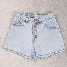 Vintage Levis Button Fly USA Made Size 3 Jr 24" Waist Denim Jean Shorts