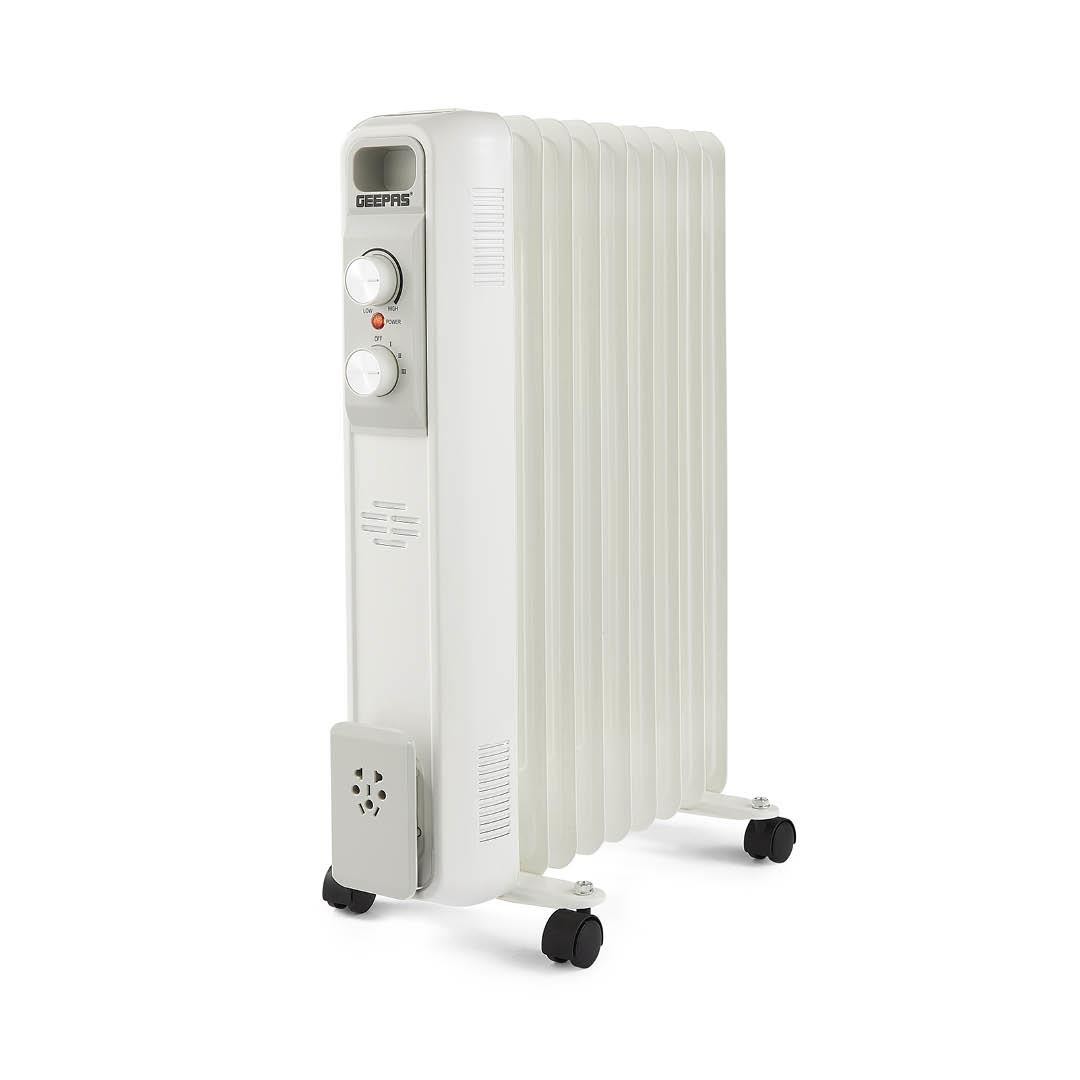 Fin Oil Filled Radiator 2000W Electric Portable Heater Heat Thermostat  White