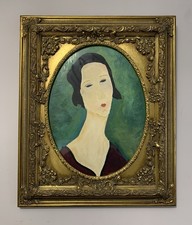 Madame Hanka Zborowska by Amedeo Modigliani Print/Ornate Antique Gold Frame