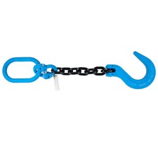 1/2” x 2' Single Leg Chain Sling 15,000 Lbs WLL, Oblong Link-to-Sling Hook Ends