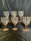 Set of 6 Anchor Hocking Vintage Optic Block Pink Depression Glass Footed Goblets